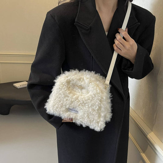 WINTER ONE-SHOULDER CROSSBODY LAMB WOOL PLUSH BAG_CWAB3968