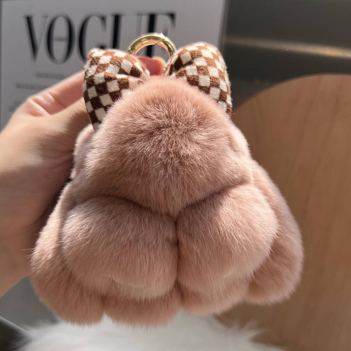 CUTE PLUSH DOLL BOW BUNNY CAR KEYCHAIN PENDANT
