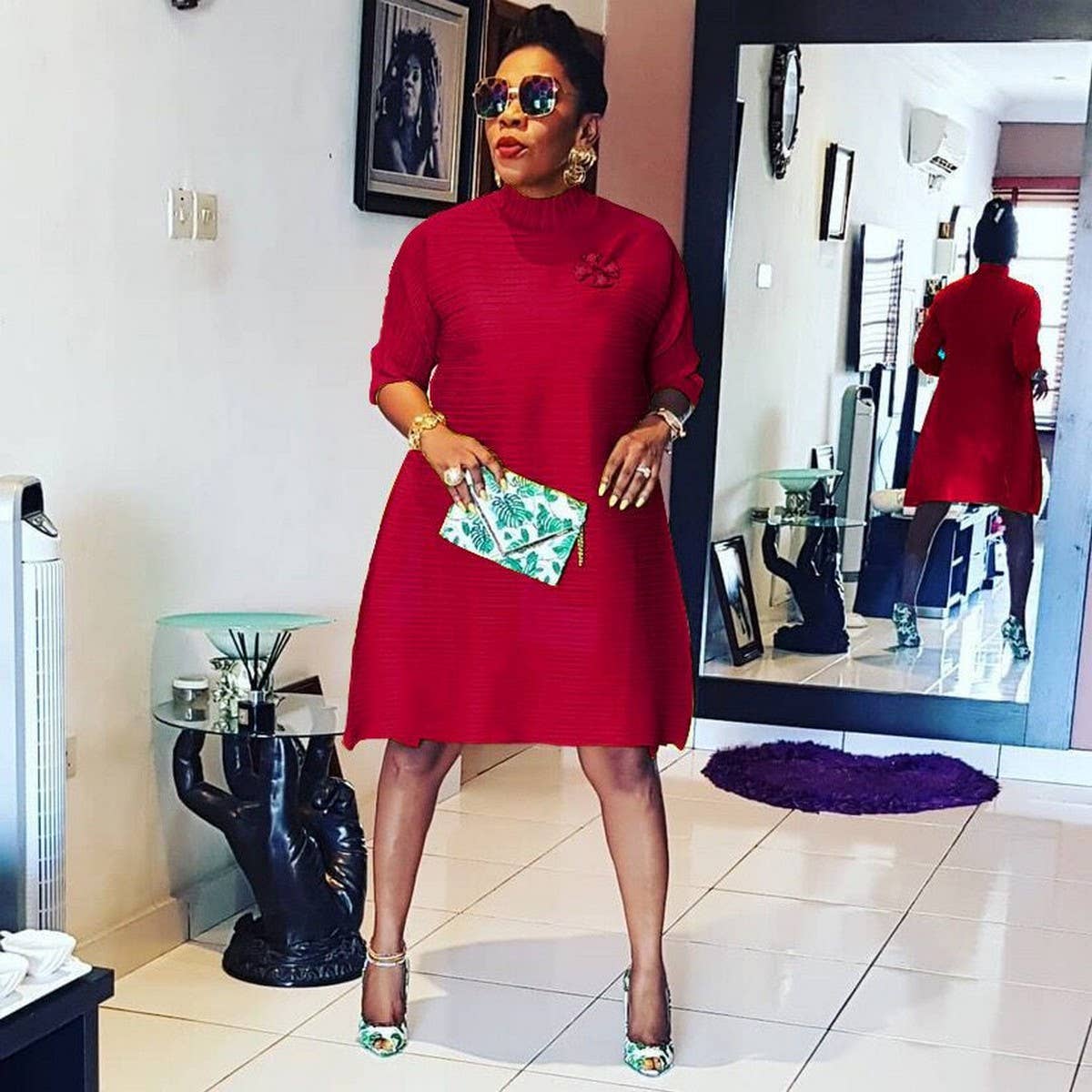 TEMPERAMENT SOLID COLOR FASHIONABLE PLUSSIZE DRESS