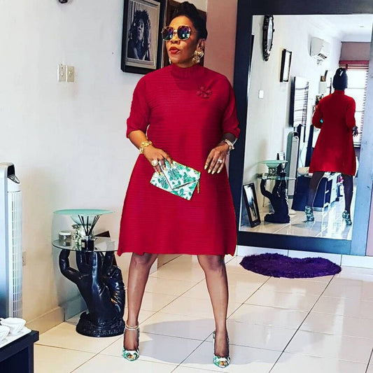 TEMPERAMENT SOLID COLOR FASHIONABLE PLUSSIZE DRESS