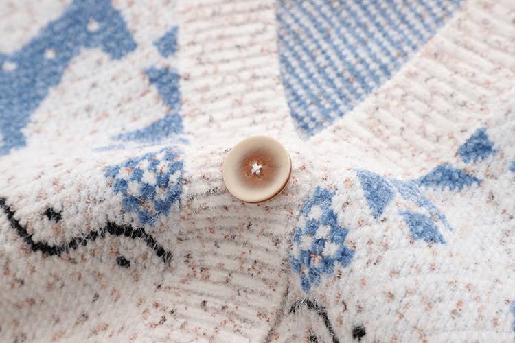 SINGLE BREASTED CHRISTMAS DEER JACQUARD CARDIGAN