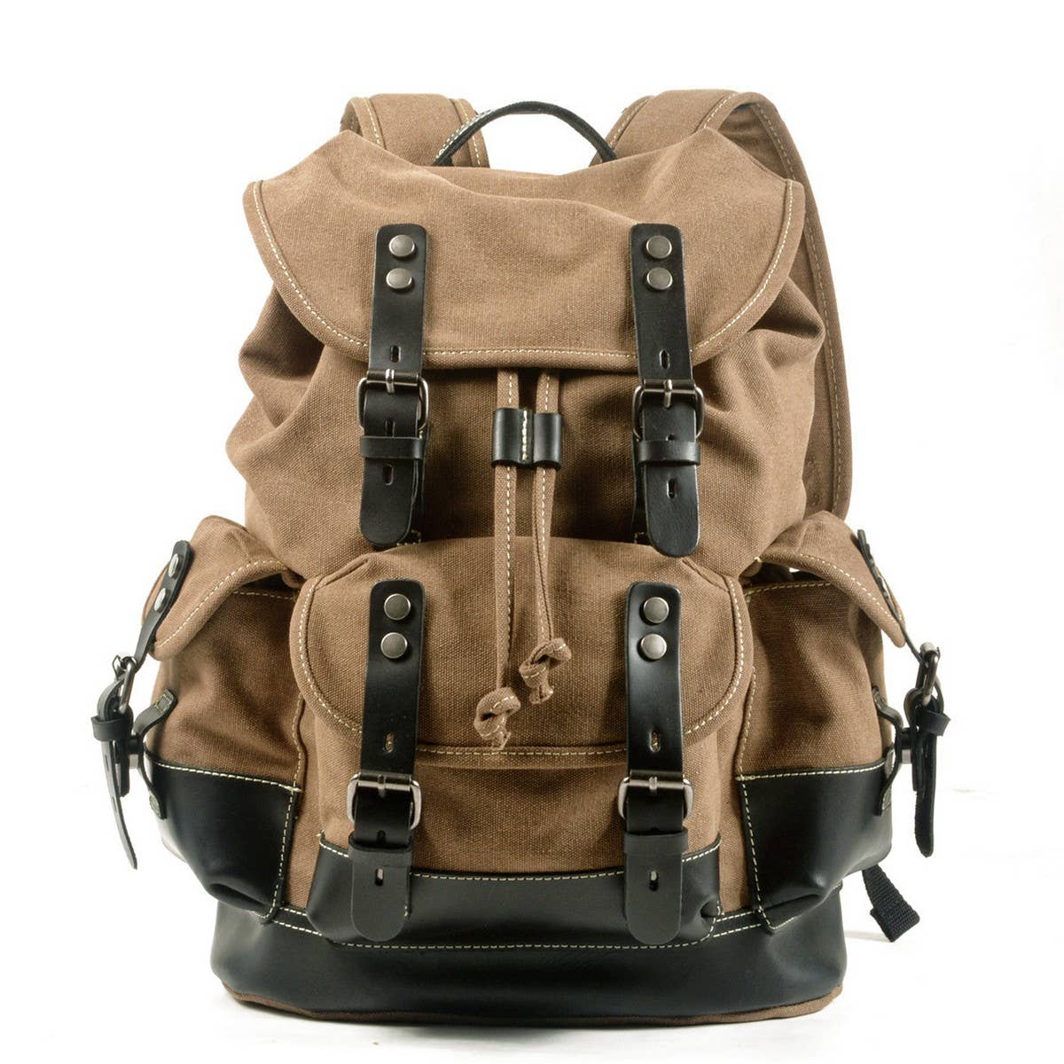 Canvas Leather Hiking Backpack for School & Travel_CWAB5518