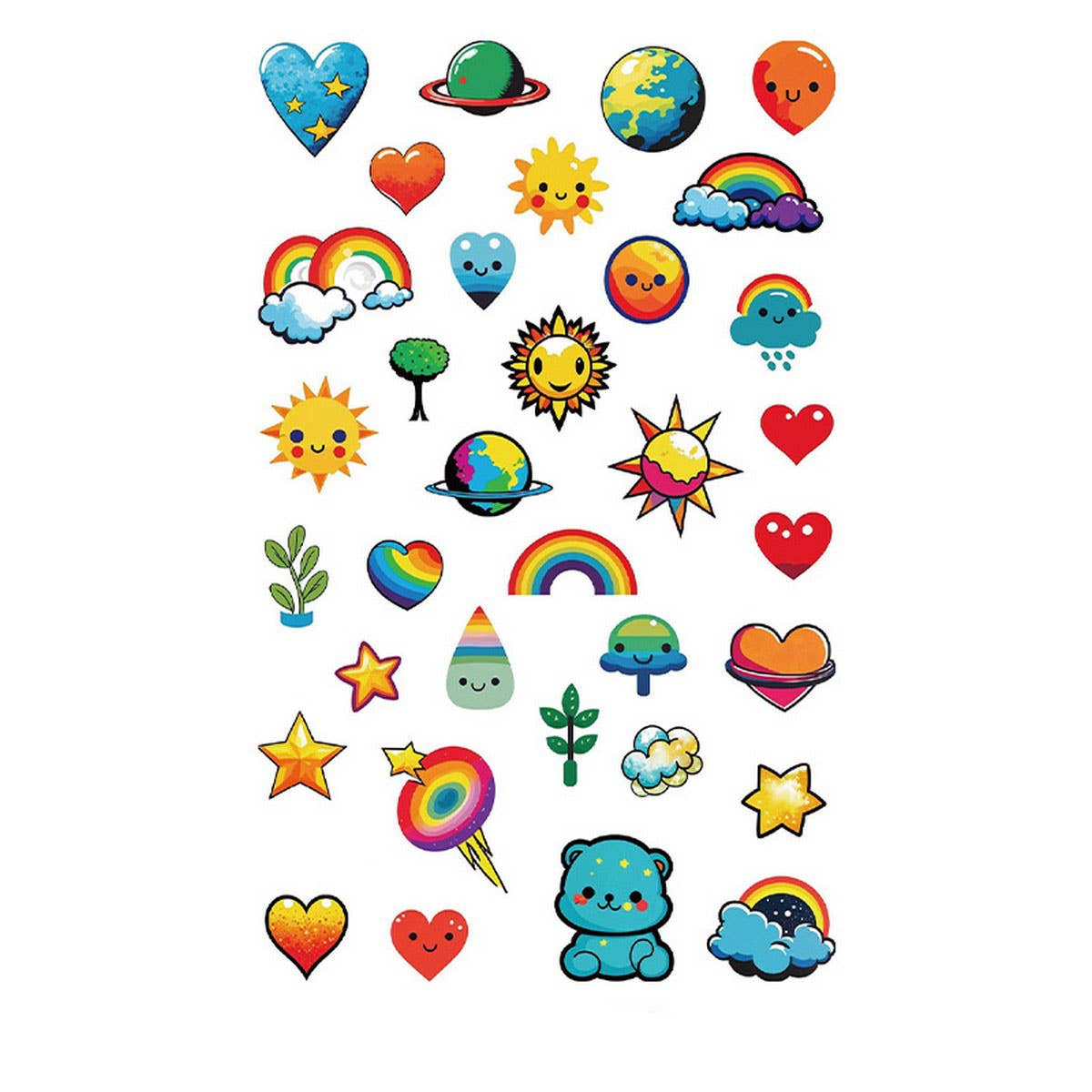 Whimsical Face Stickers ? Fruit & Galaxy Tattoos