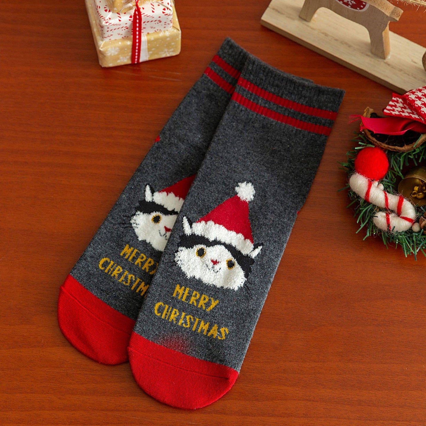 Christmas Gifts Santa Claus Elk Pattern Crew Socks