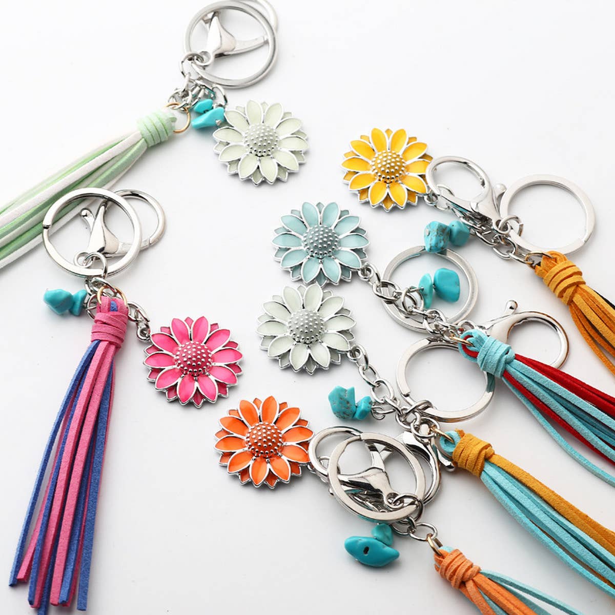 PUNK FLUORESCENT SUNFLOWER KEYCHAIN_CWMM1307