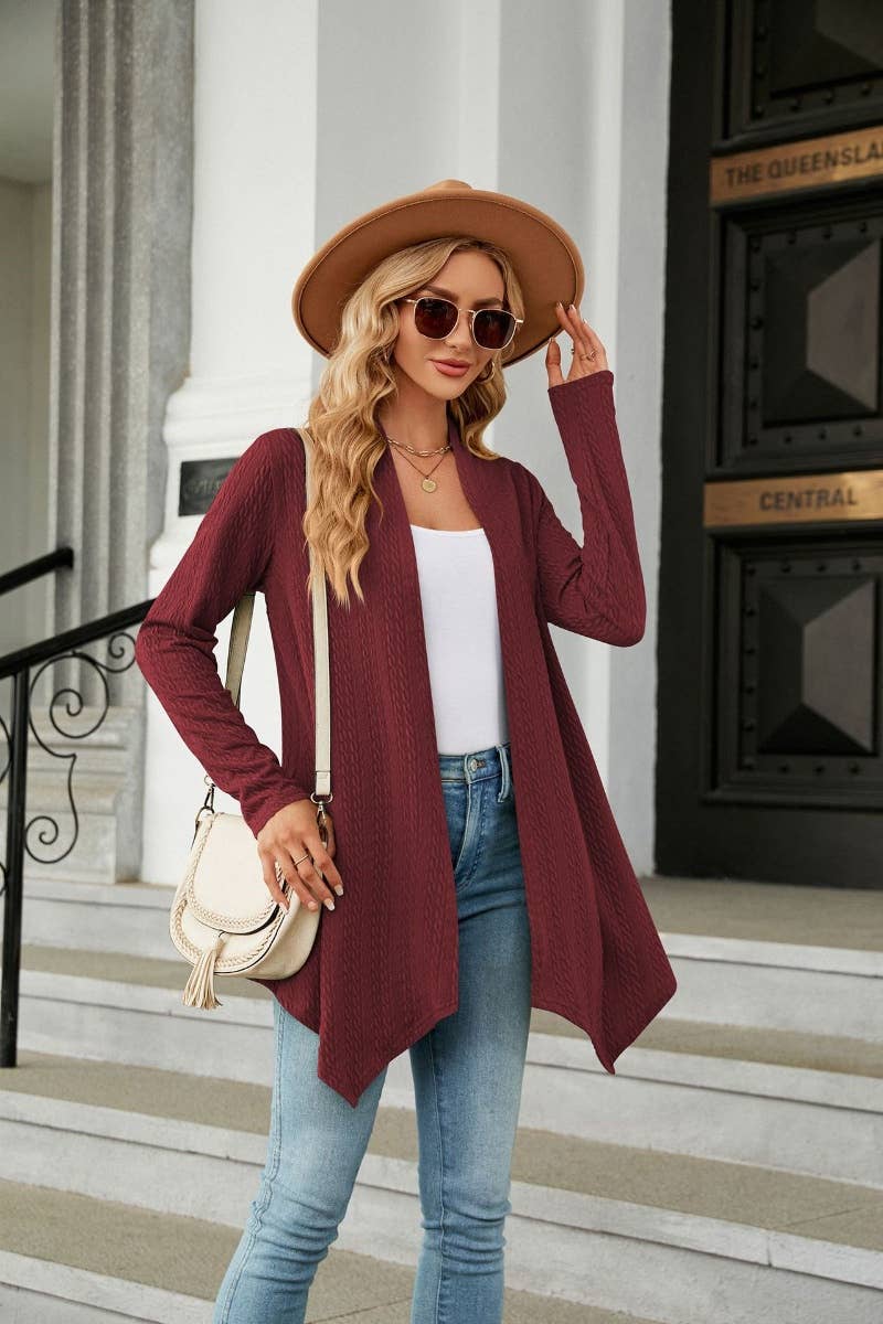 CWOCAL2125_LONG SLEEVE KNIT CARDIGAN WITHOUT BUTTON SHORT