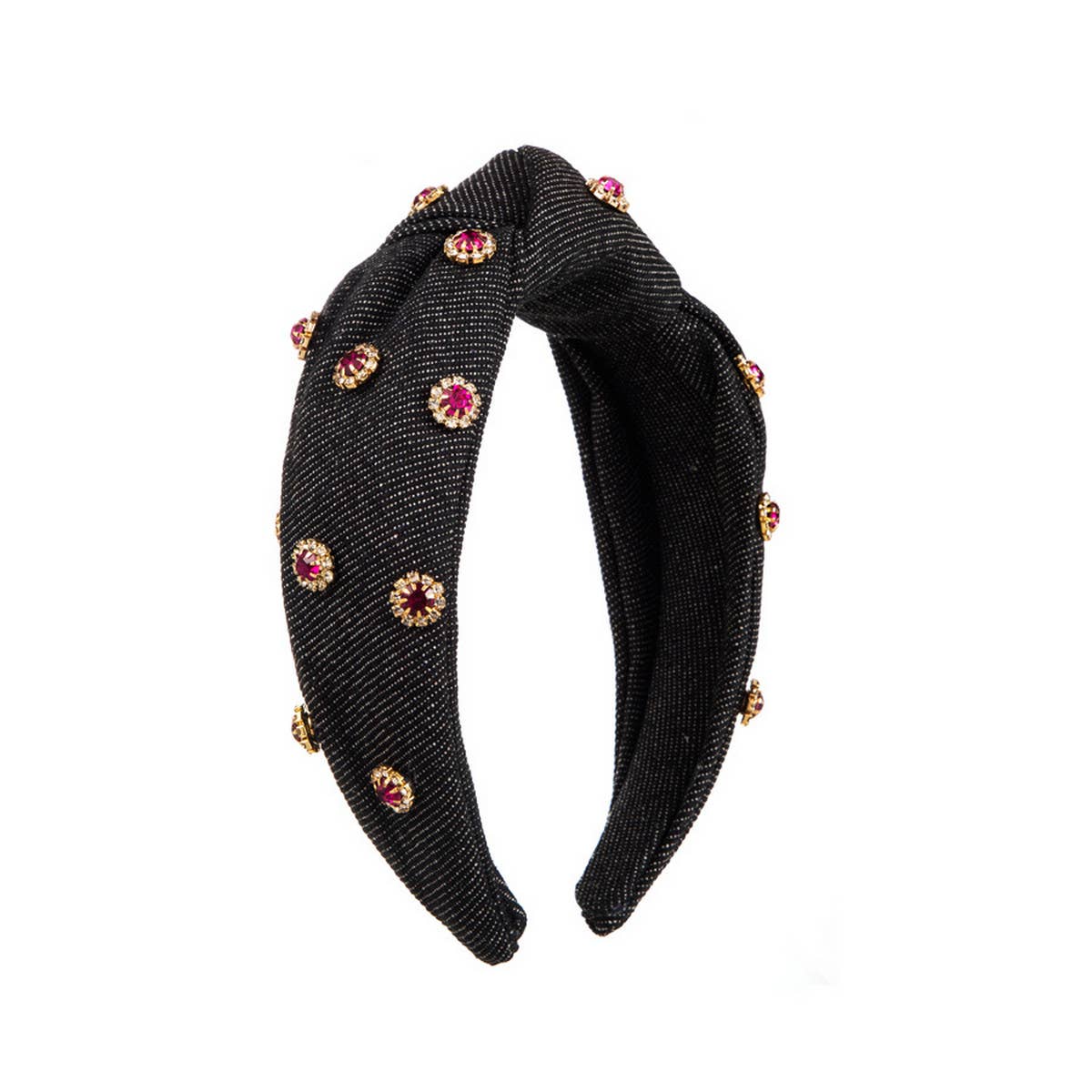 FASHIONABLE WIDE CENTER KNOT DENIM HEADBAND