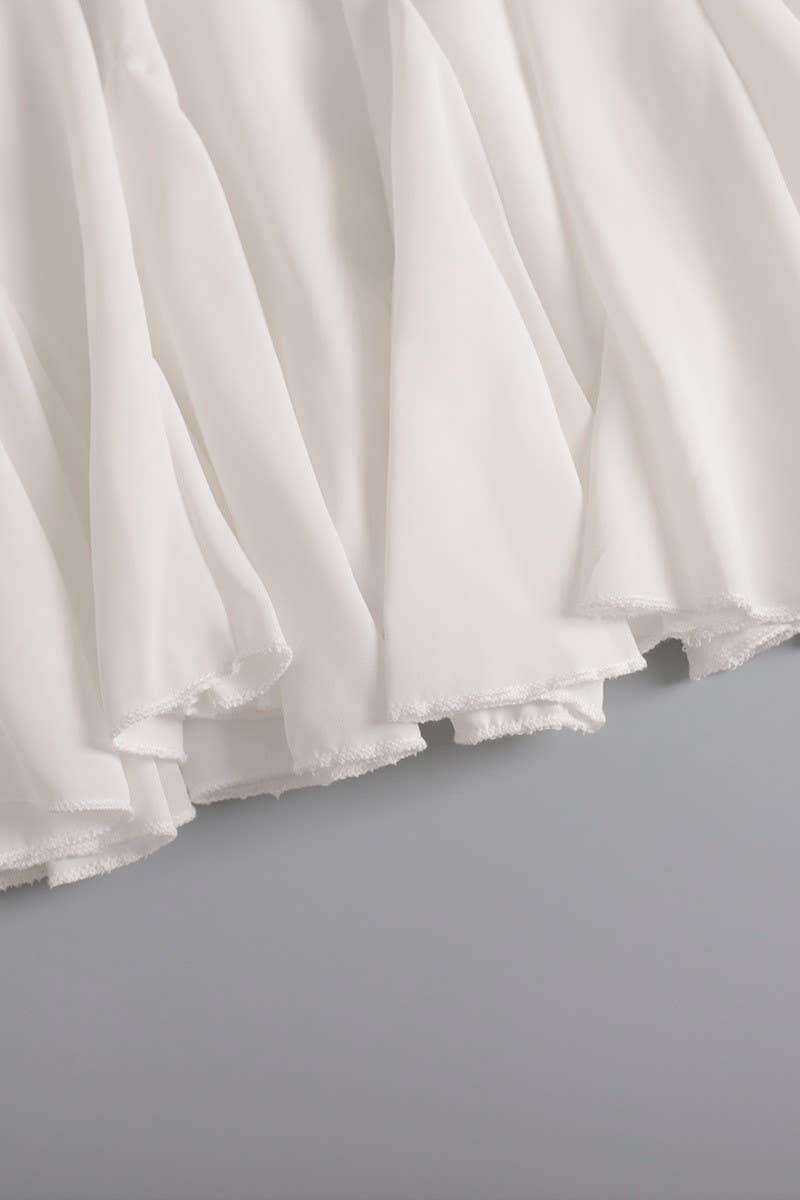 CWBSS0445_PATCHWORK RUFFLE PLEATED MINI SKIRT