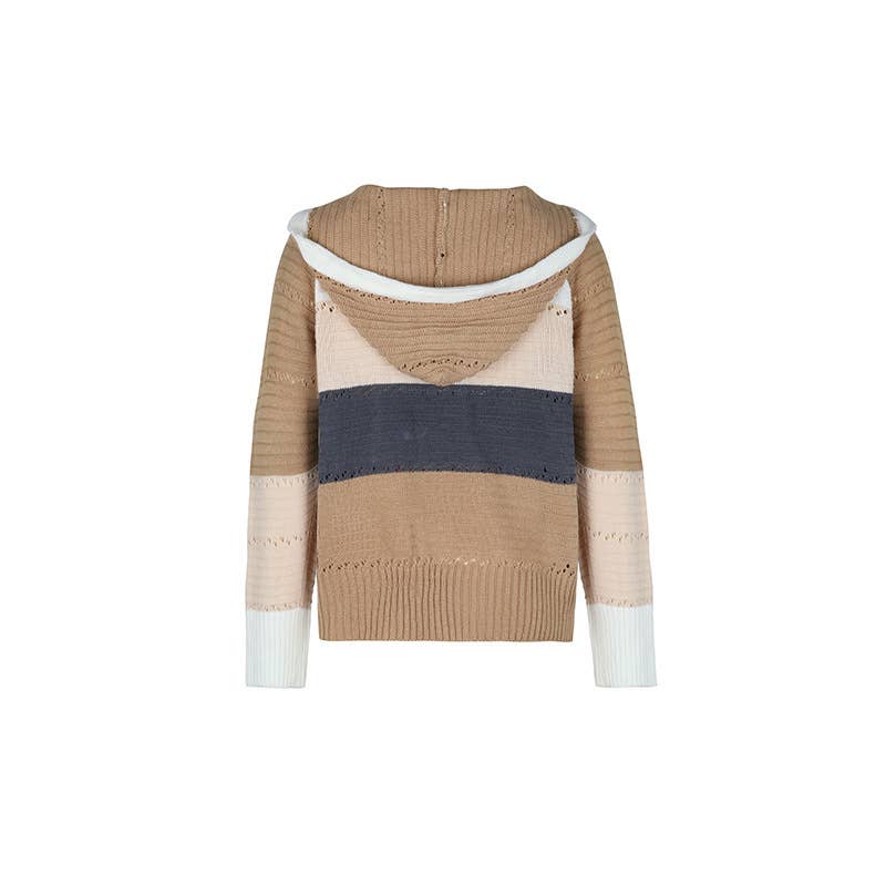 V-NECK PULLOVER SWEATER IN CONTRASTING COLORS
