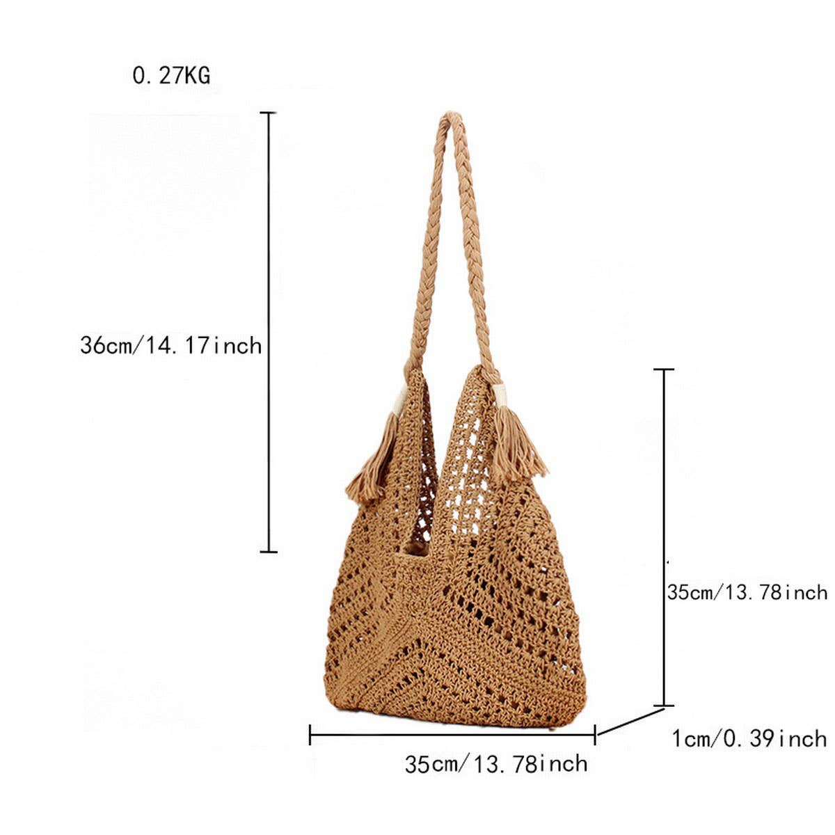 HAND-WOVEN SHOULDER BAG MESH BEACH HOLIDAY BAG_CWAB4677