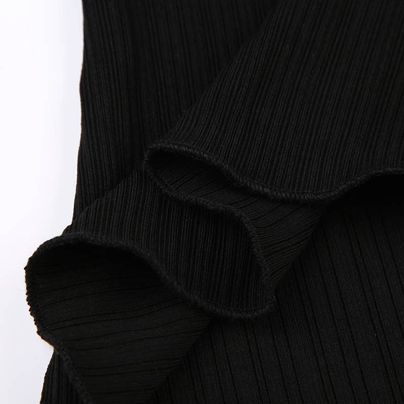 SOLID COLOR FLARED SLEEVE HEAD ROUND NECK T-SHIRT