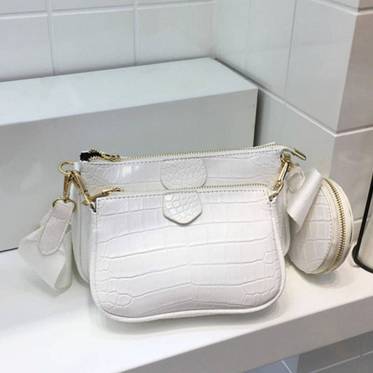 Crocodile-patterned PU small shoulder bag