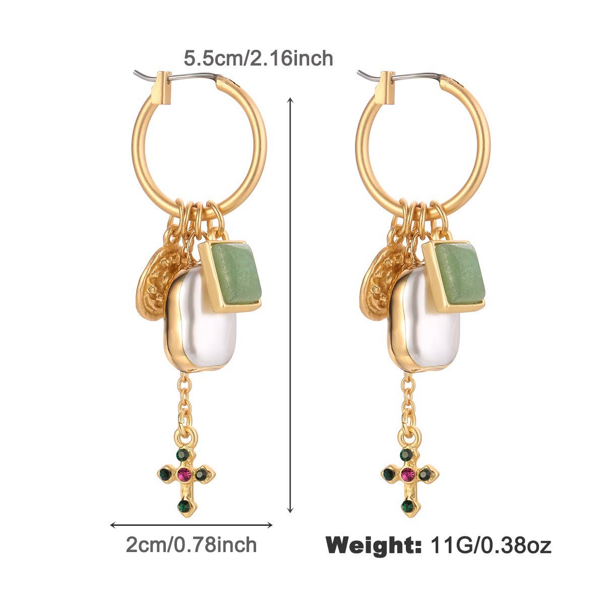 FASHIONABLE PEARL GOLD-RIMMED ZINC ALLOY EARRINGS