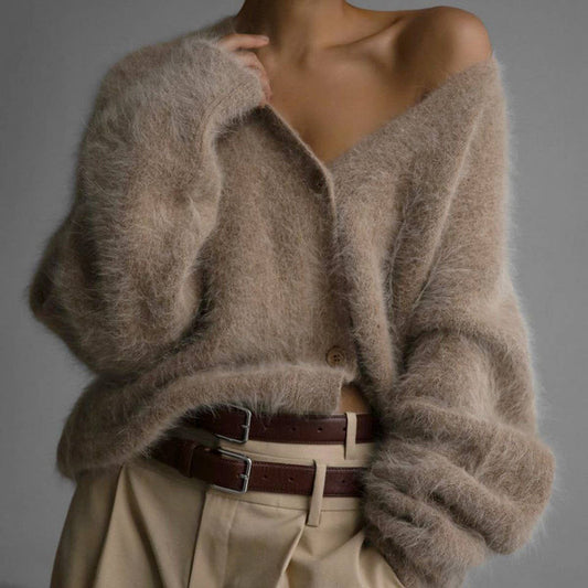 Women's Cozy Faux Mink Cardigan Sweater