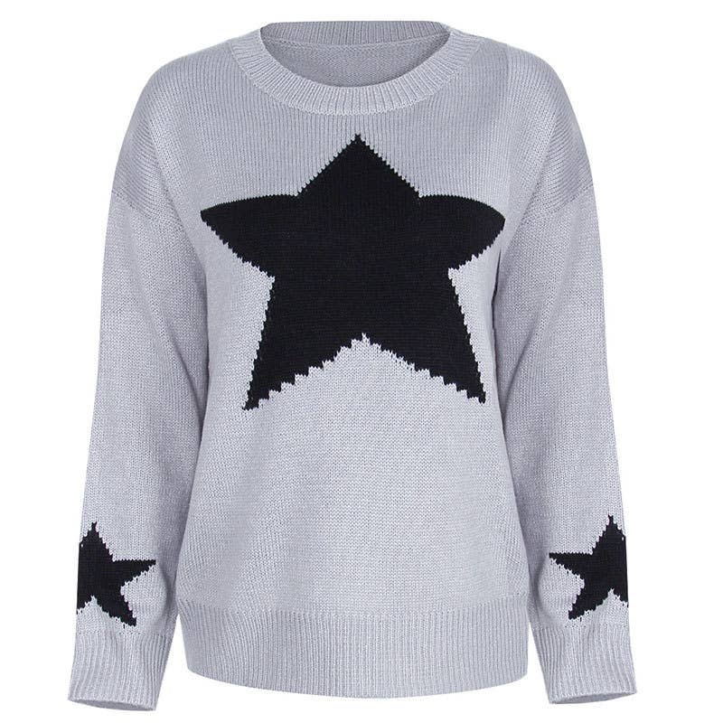 SLOUCHY STAR PULLOVER KNIT PULLOVER SWEATER