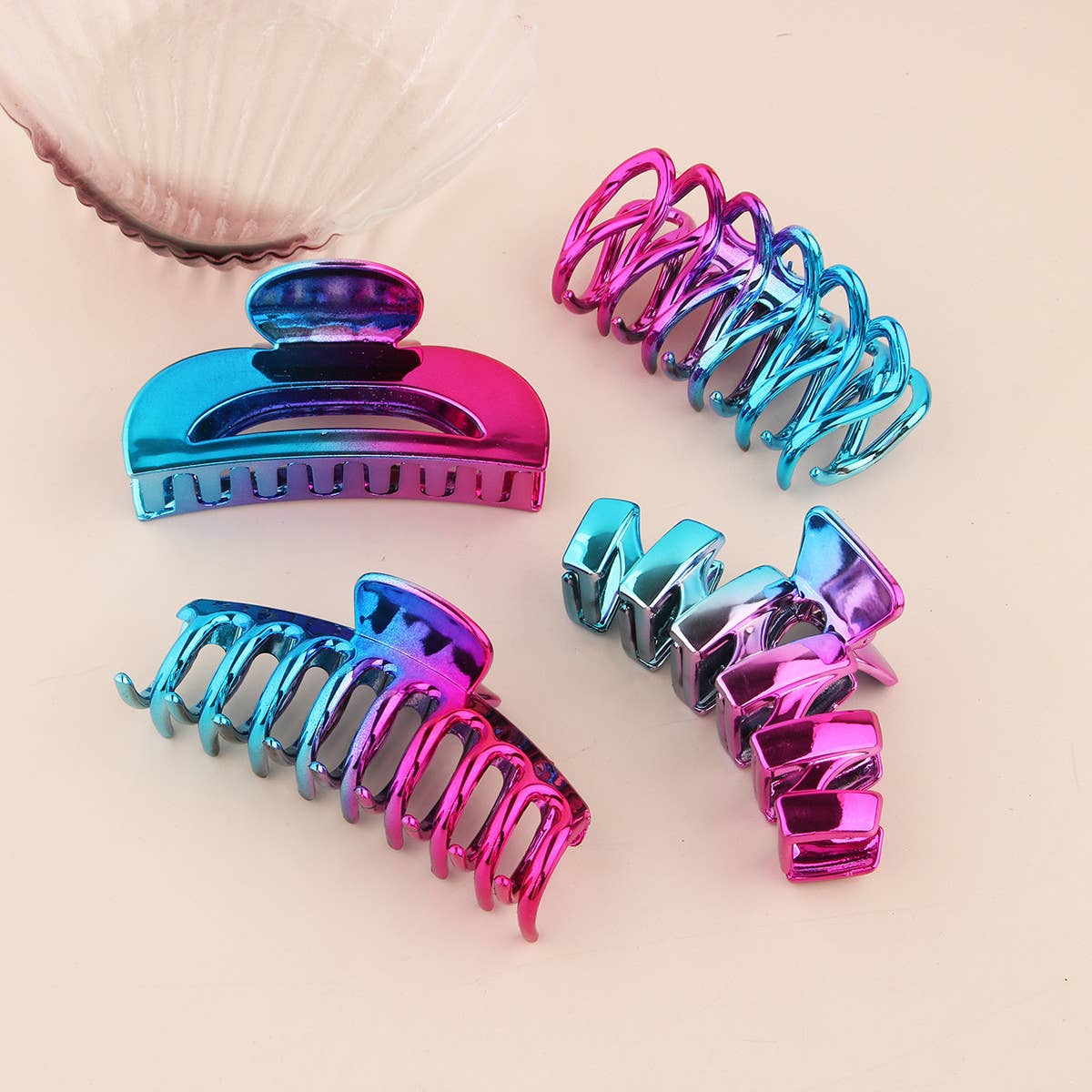 Blue Purple Gradient Electroplated Hair Claw Clips_CWAHA1054