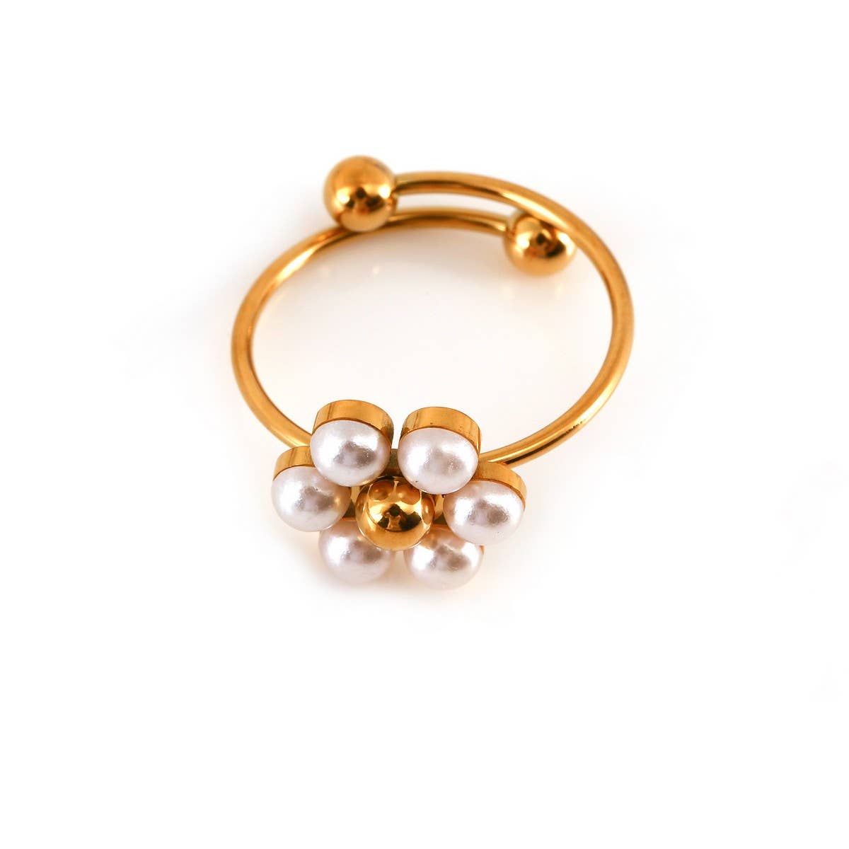 Fashion Steel Daisy Necklace with Pearl Set_CWMM8837