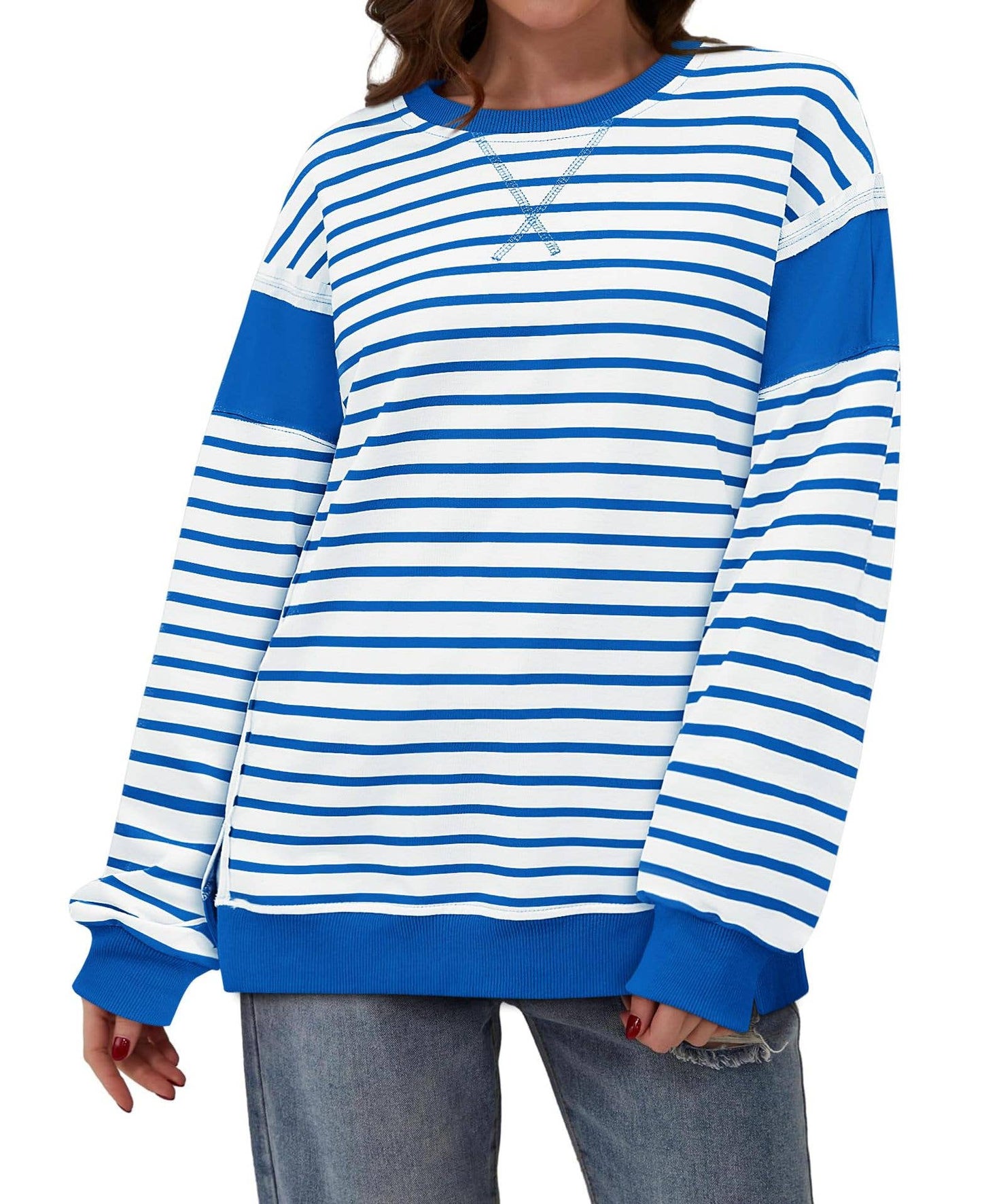 LONG SLEEVE HOODIE WITH MATCHING STRIPES