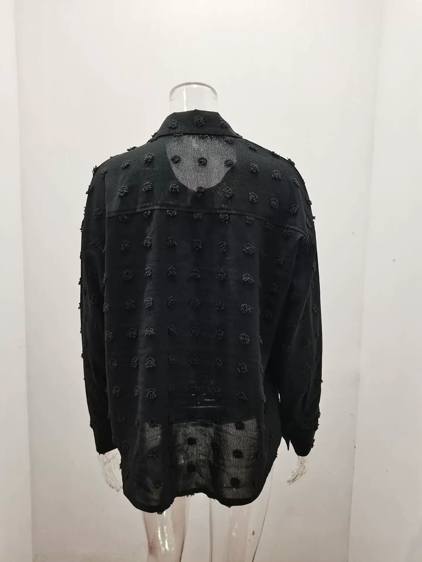 SOLID COLOR CHIFFON JACQUARD BREASTED SHIRT