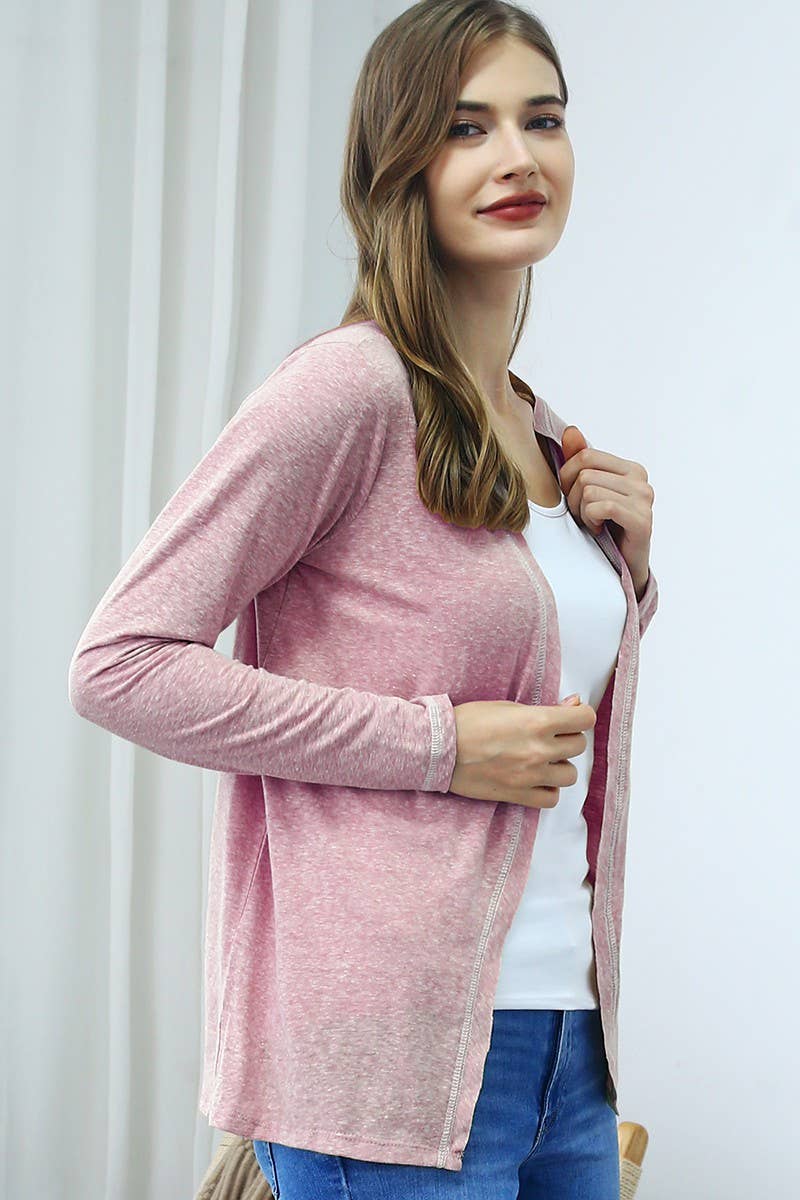 CWOCAL542_SOFT COLOR CONTRAST OVERLOCK KNIT CARDIGAN