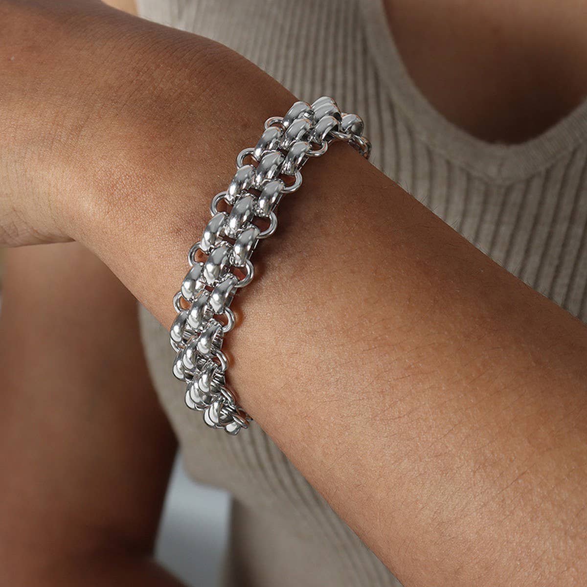 TITANIUM STEEL THICK CHAIN BRACELET NECKLACE