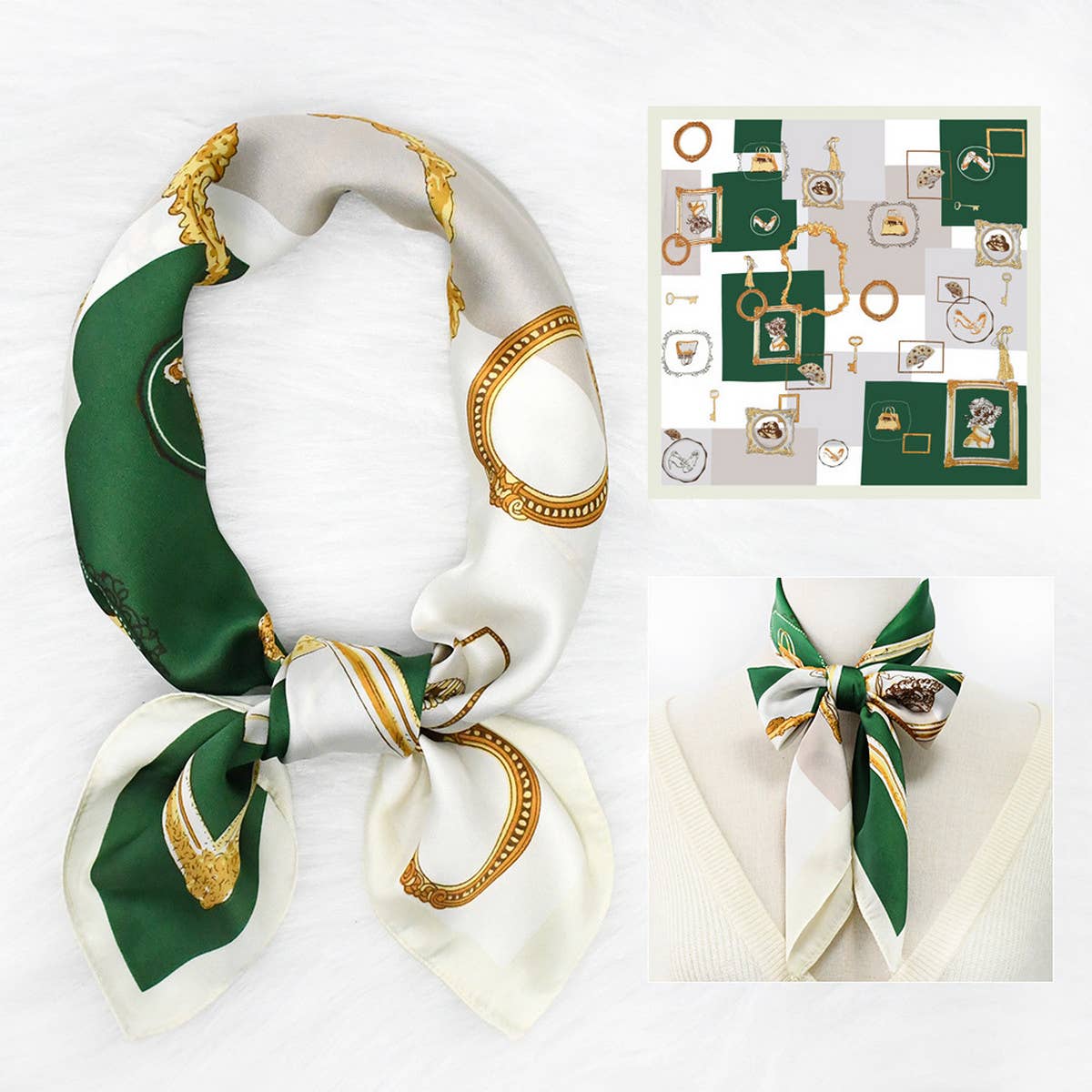 RETRO PRINT FRESH FLORAL SQUARE SCARF_CWASC1155