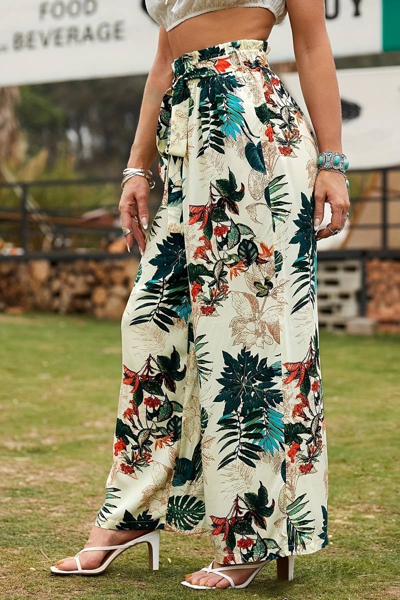 CWBLP2093_PRINTED ELASTIC WAIST LOOSE FIT WIDE LEG PANTS