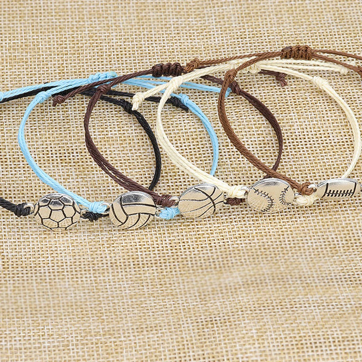 WATERPROOF WAX THREAD WOVEN FOOTBALL BRACELET