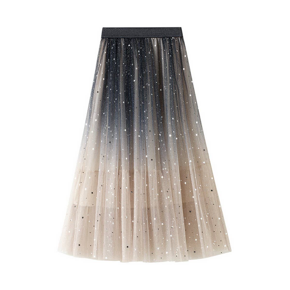 Ombre Starry Tulle Skirt with Sequin Elastic Waist_CWBMS0390