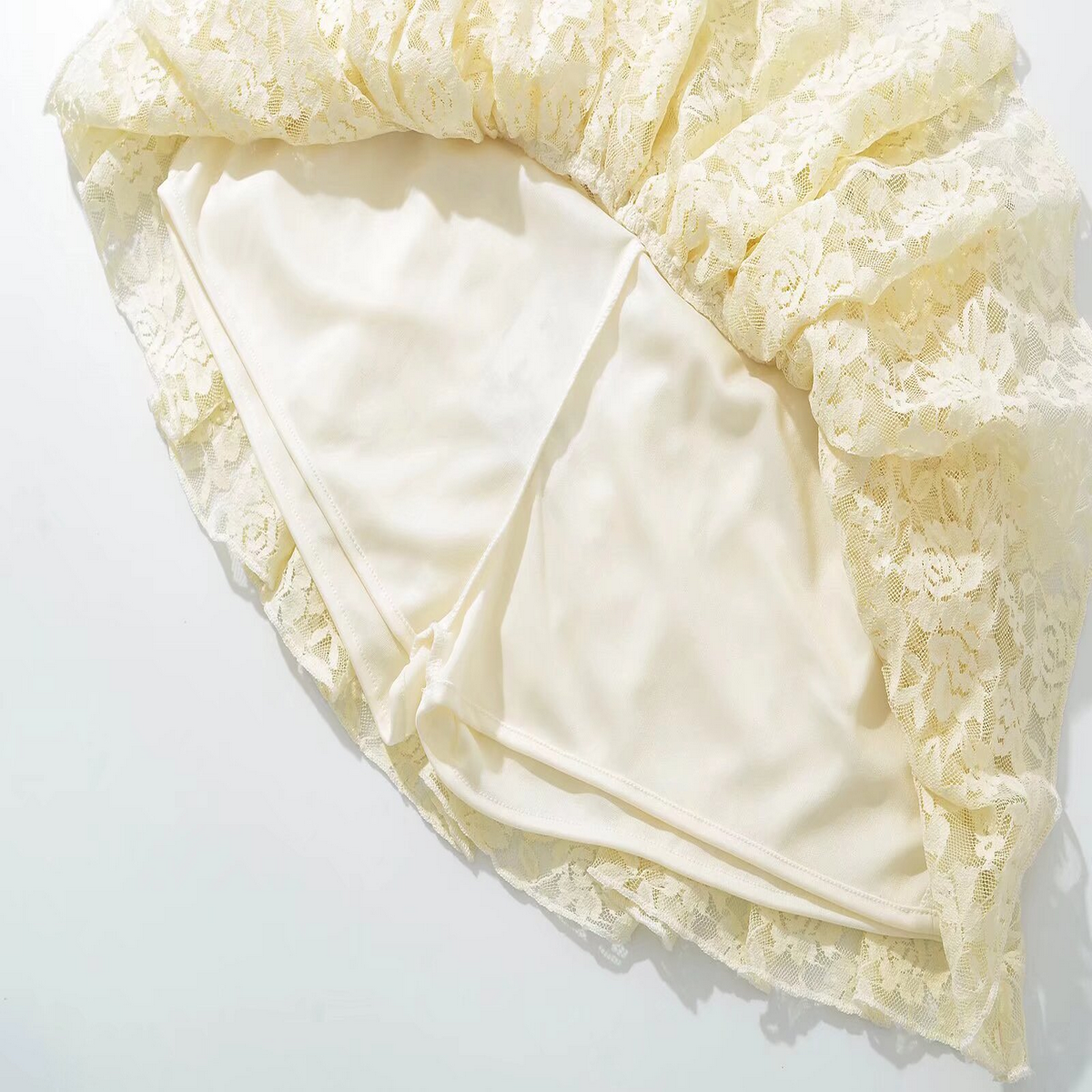 Lace Trim Skort for Women, French Casual Style