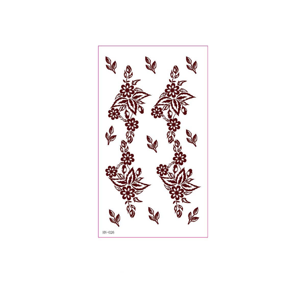 Brown Red Henna Style Tattoo Stickers Waterproof_CWMM8344