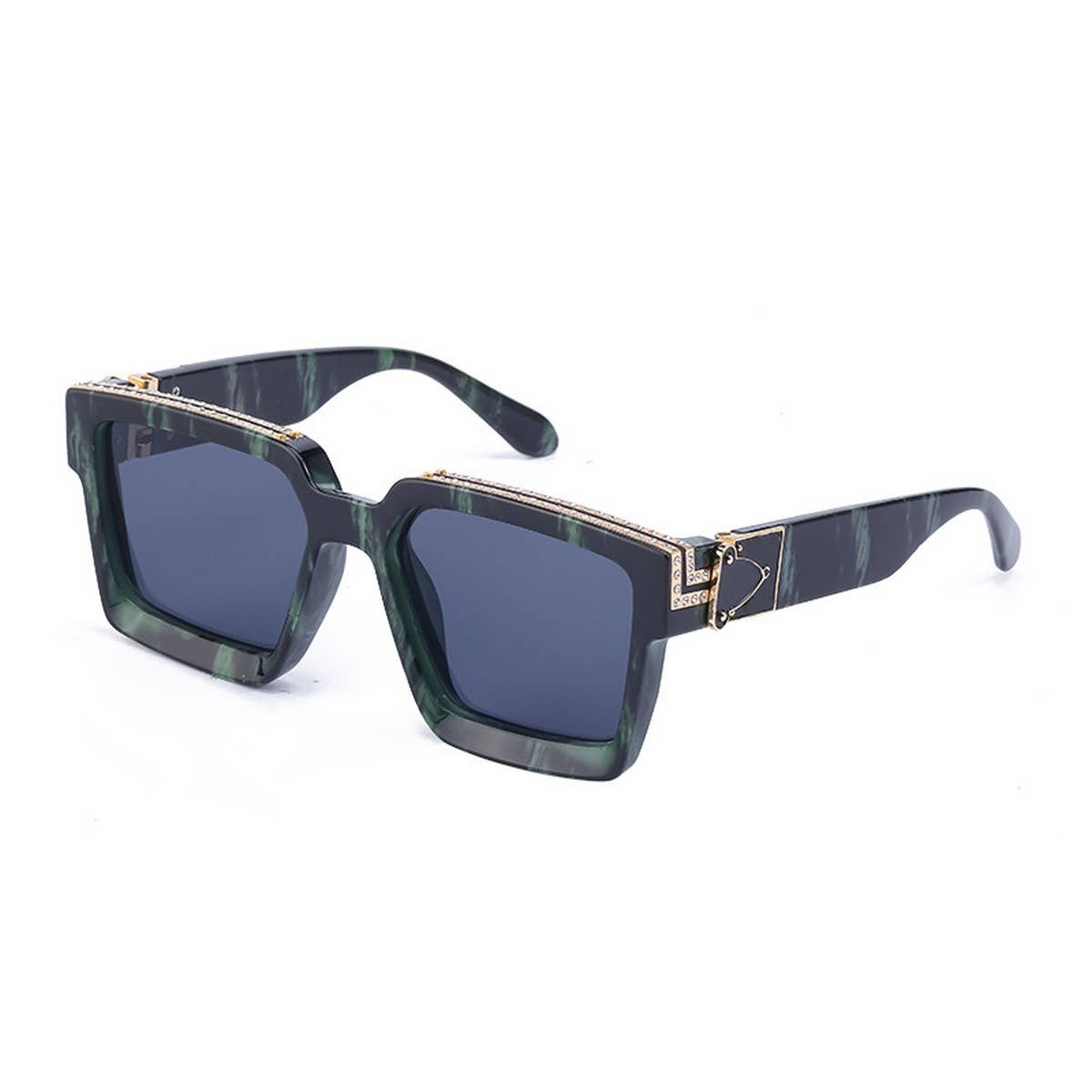 LARGE SQUARE FRAME SUNGLASSES WITH DIAMONDS
