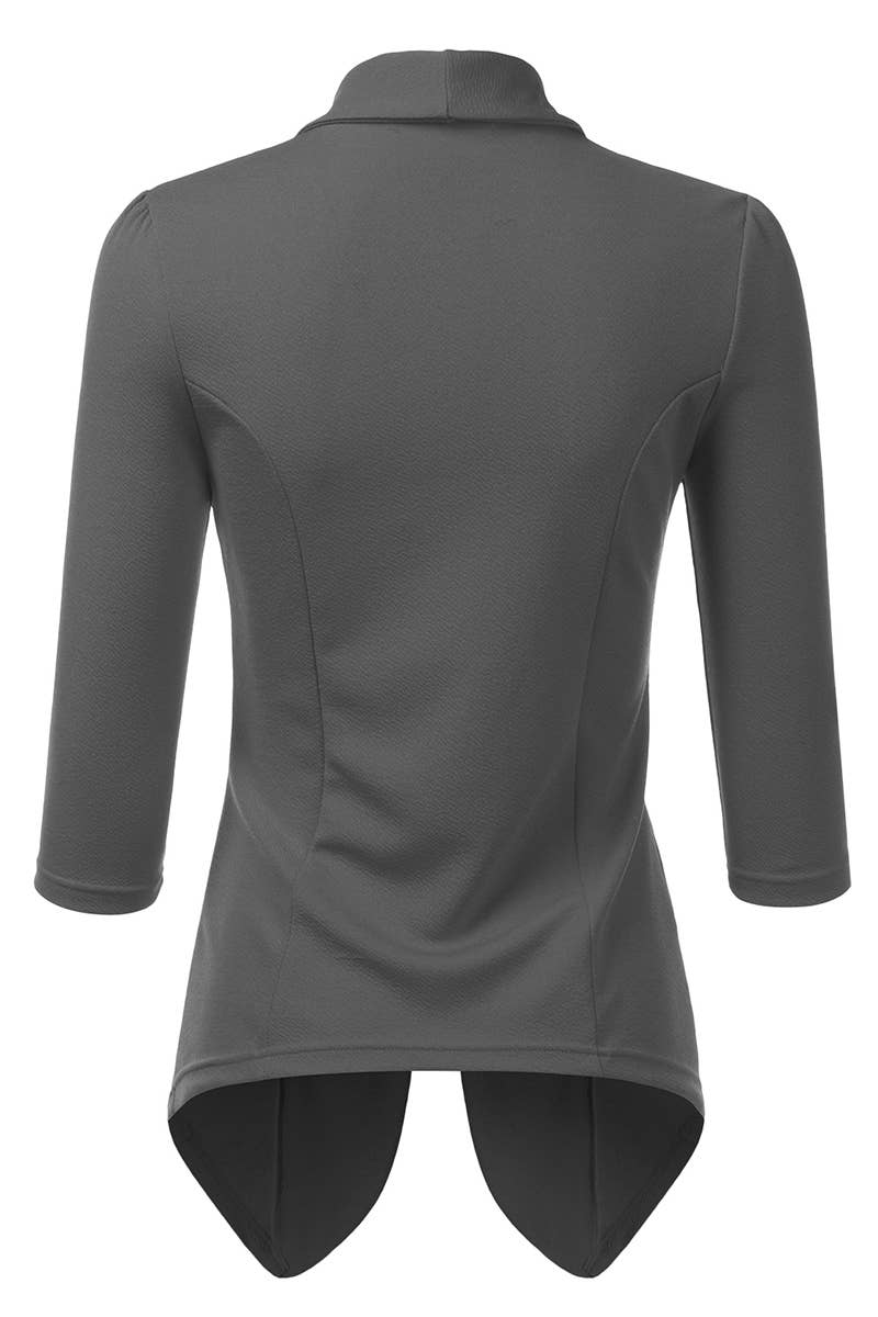 CWOBL089_Casual Work 3/4 Sleeve Open Front Blazer