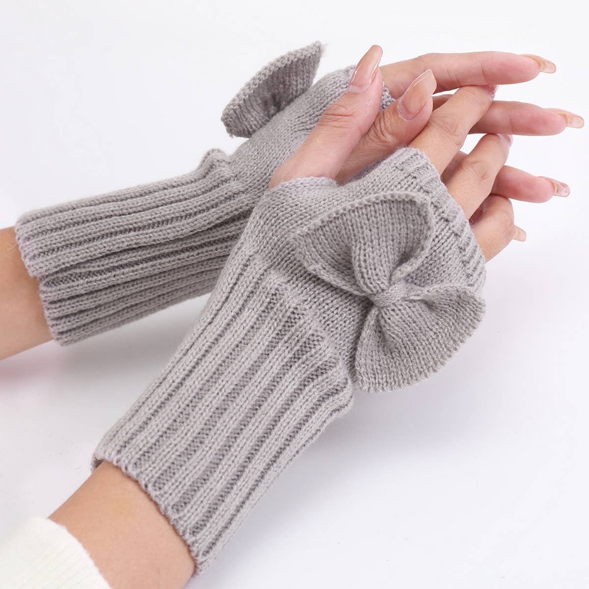 BOW KNITTED THERMAL FINGERLESS SLEEVES_CWAG0110