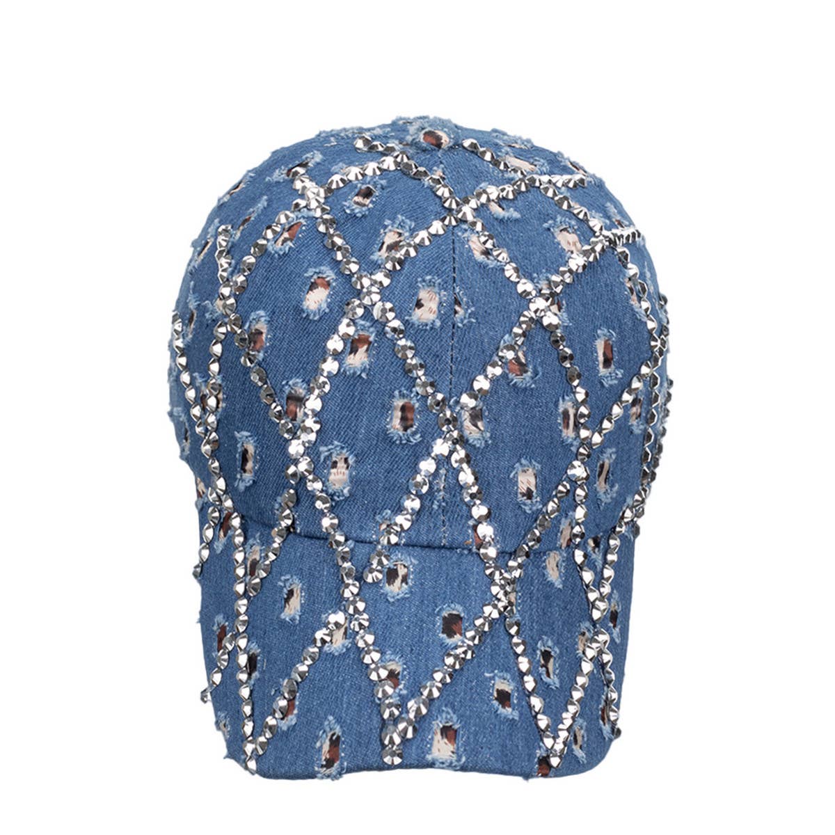 Women's Studded Denim Leopard Baseball Cap Sun Hat CWAH1528