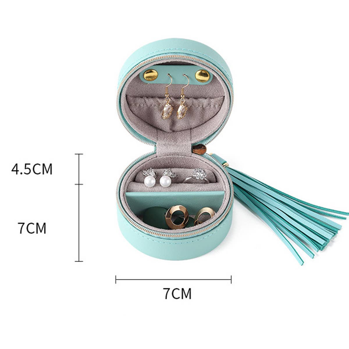TASSEL ROUND ZIPPER EARRING JEWELRY BOX