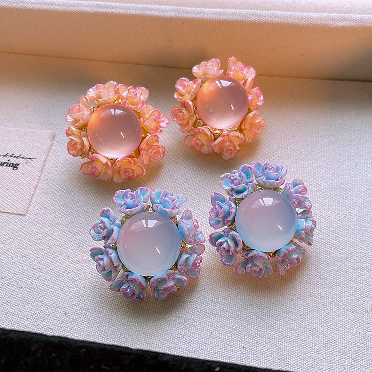 SWEET GIRLY ROUND FLOWER EARRINGS