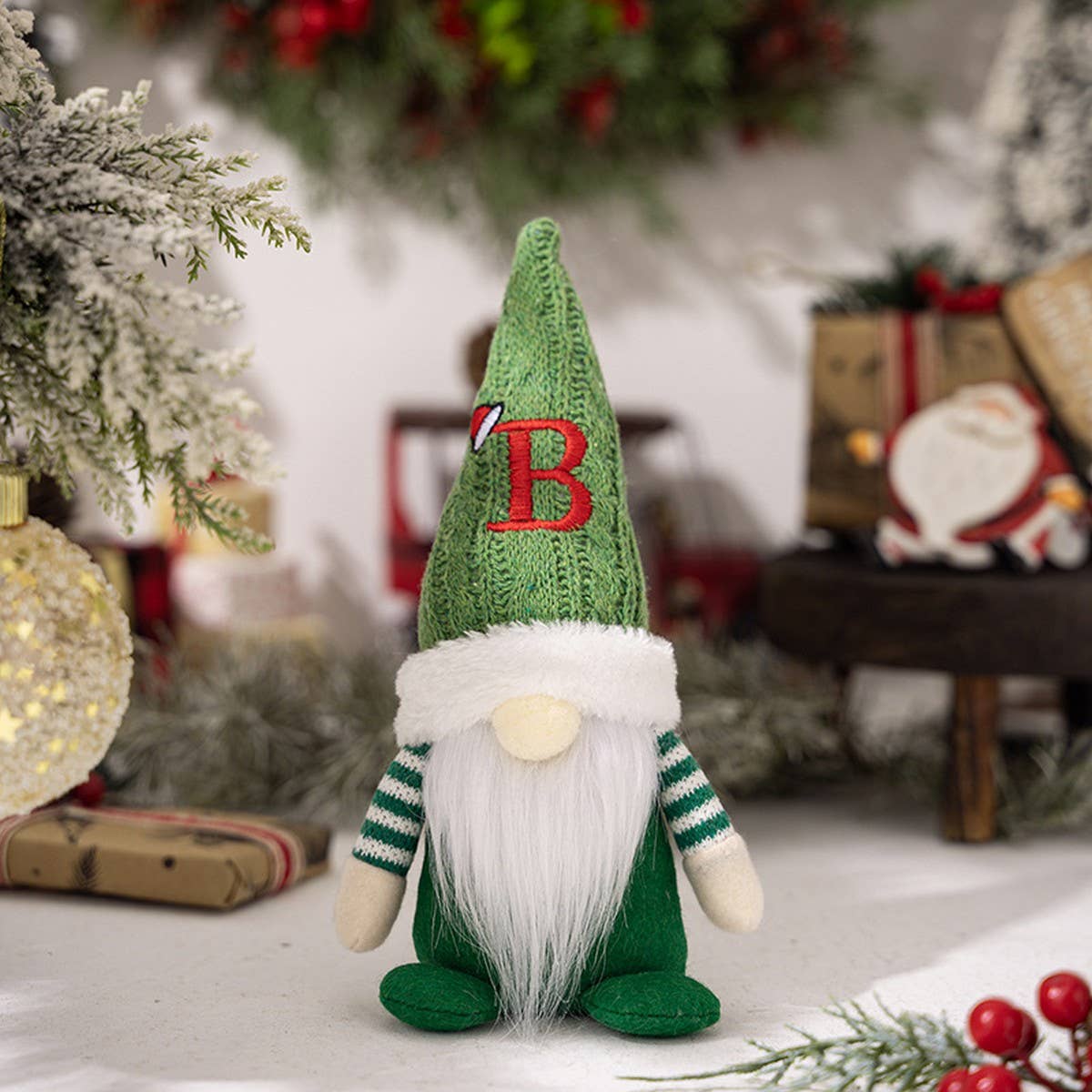 CWMM10338_CHRISTMAS KNITTED HAT GNOME RUDOLPH ORNAMENT