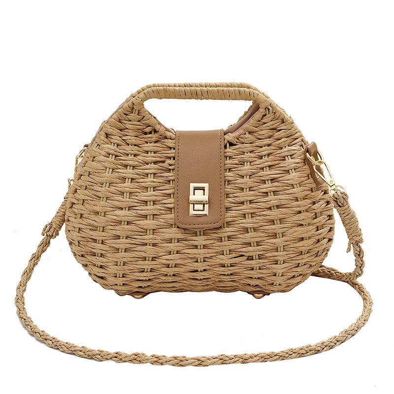Straw woven fashionable crossbody handbag