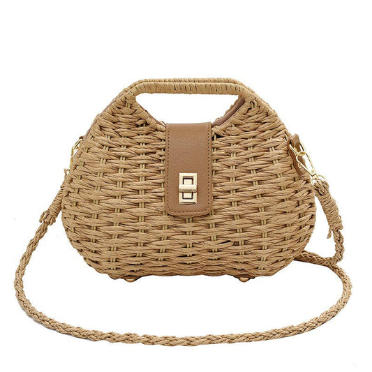 Straw woven fashionable crossbody handbag