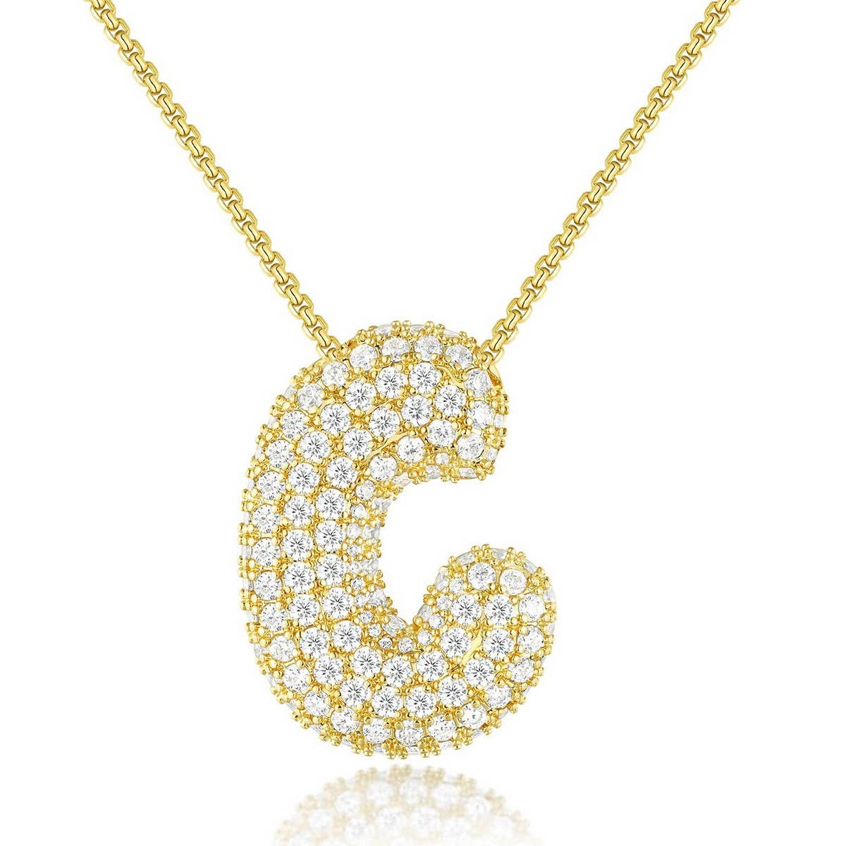 Fashionable Pendant Necklace - Zirconia Letters