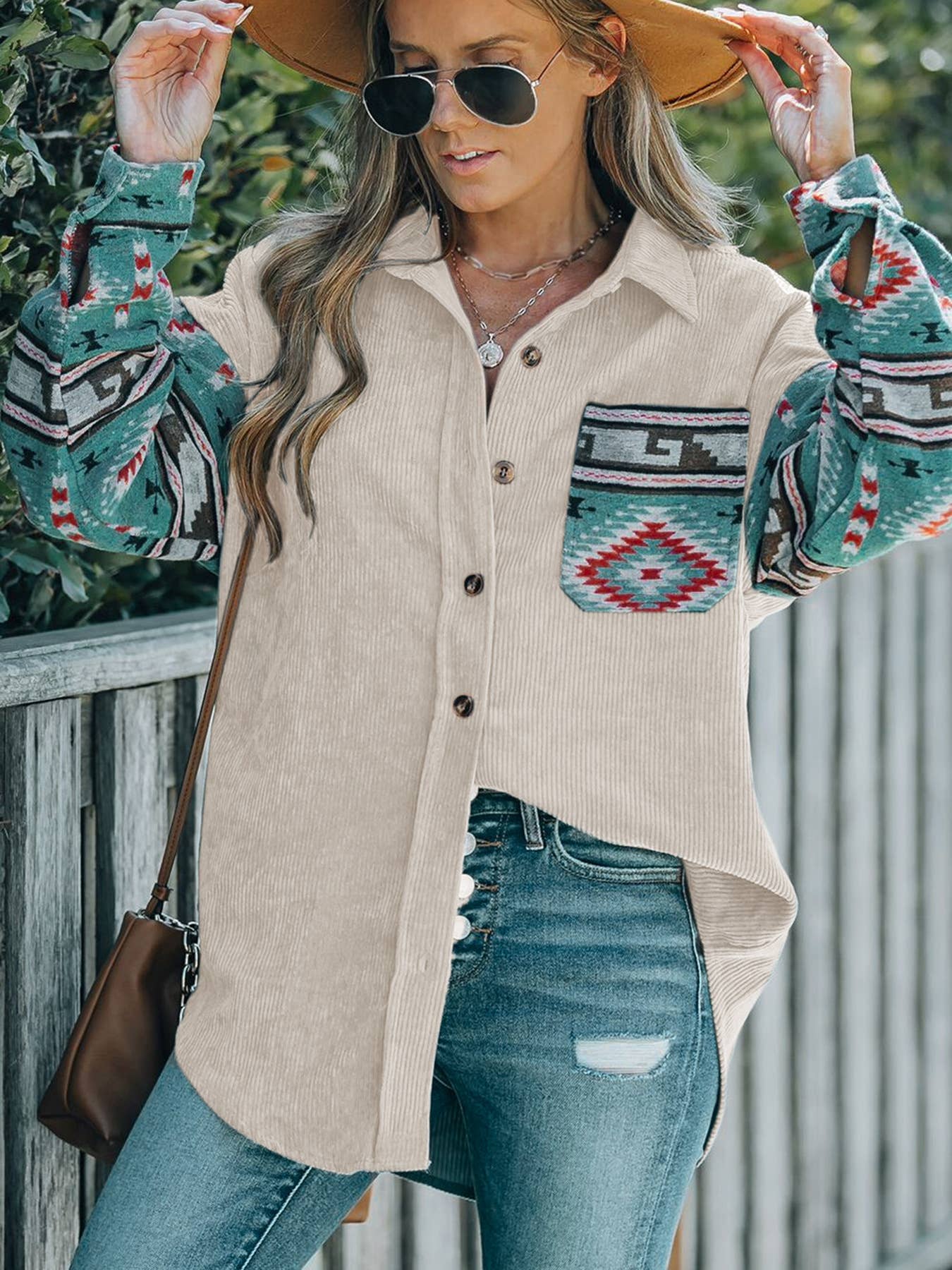 Ethnic style patchwork lapel shirt type cardigan thin coat