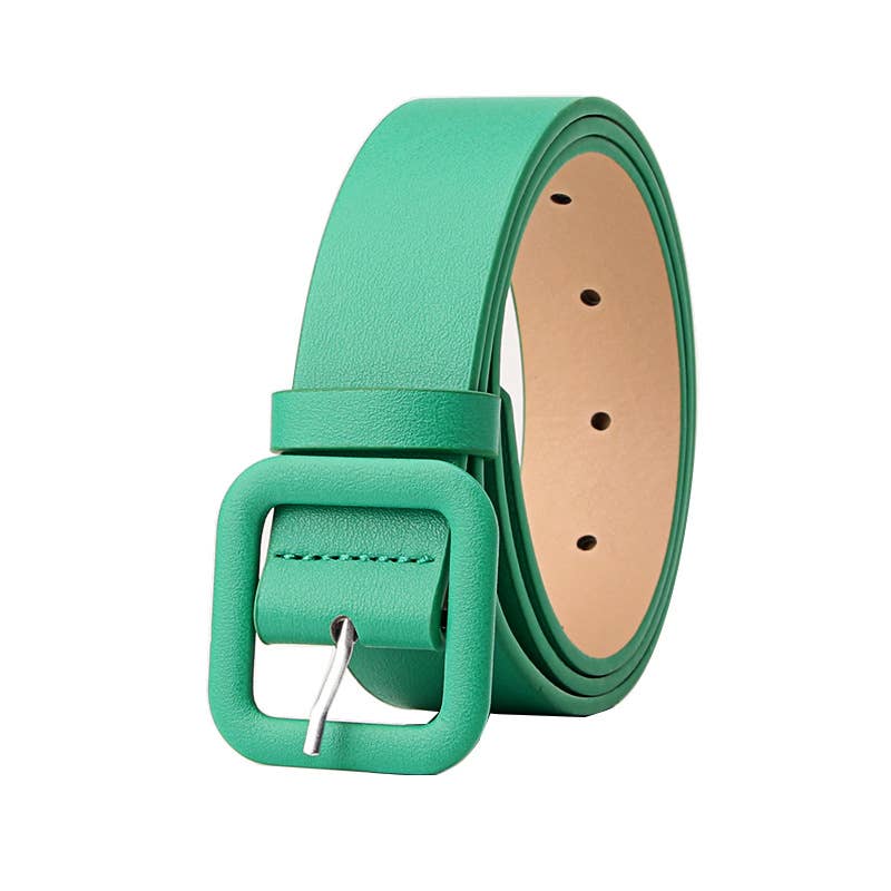 Square-buckle candy-colored versatile belt