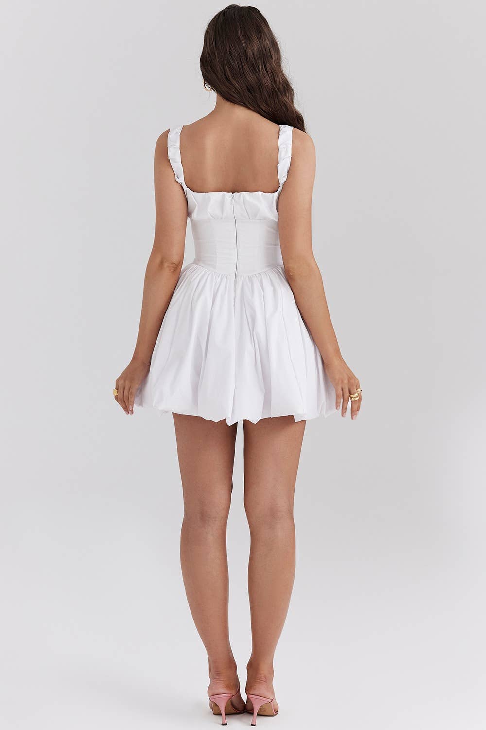 Stylish,cinched waist form-fitting halter dress