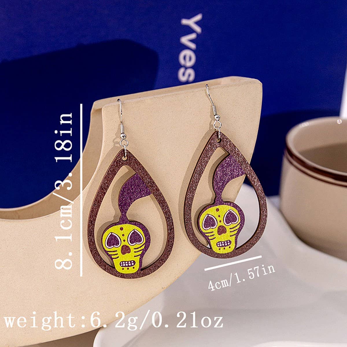 HALLOWEEN PARTY CREATIVE WOODEN EARRINGS