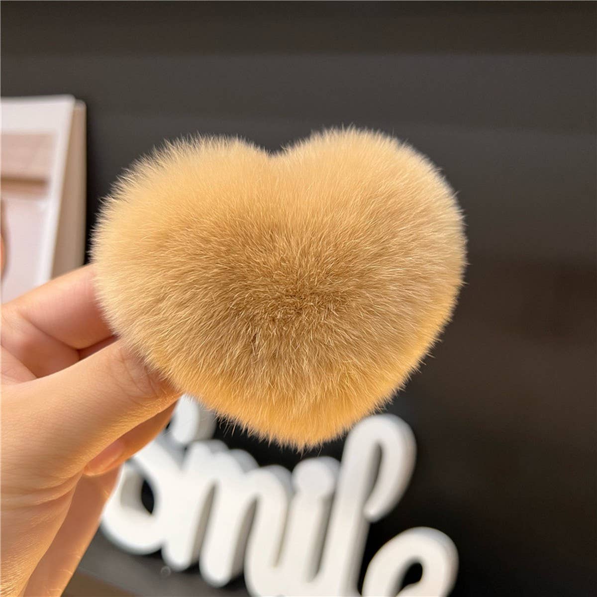 Cute Rex Rabbit Heart Hair Clip - Fluffy BB Pin
