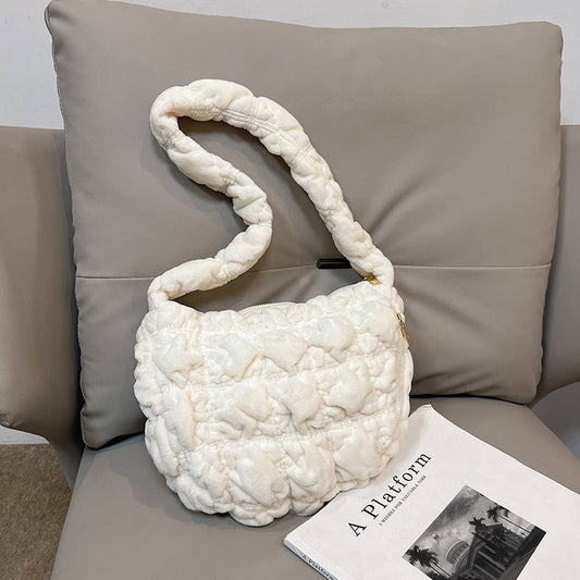 Velvet Fuzzy Puffy Cloud Shoulder Bag_CUAB00482