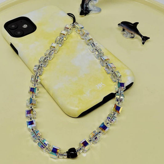 CWMM8715_FASHION GEOMETRIC SQUARE CRYSTAL PHONE STRAP