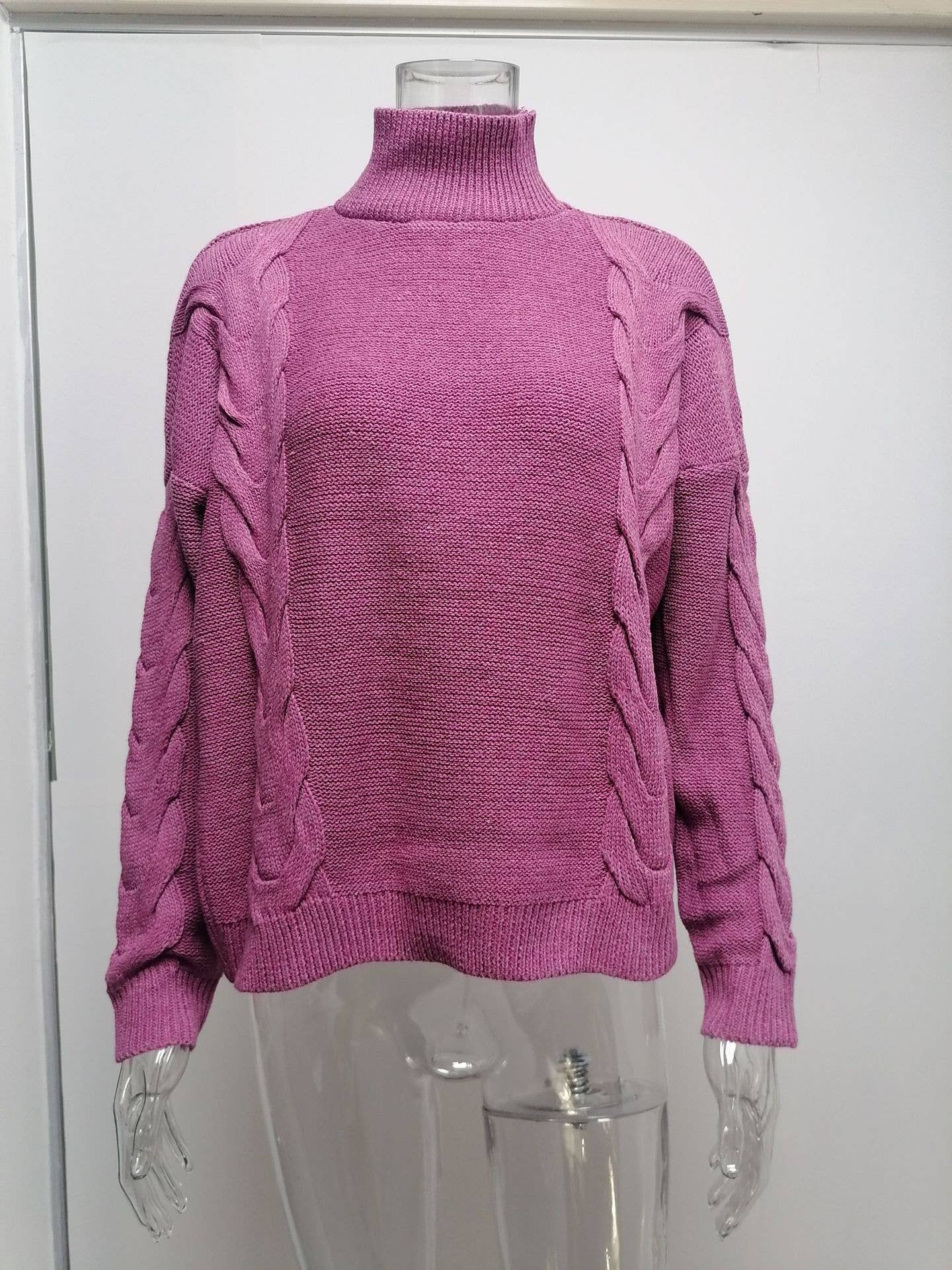 SOLID COLOR TURTLENECK LONG-SLEEVED SWEATER