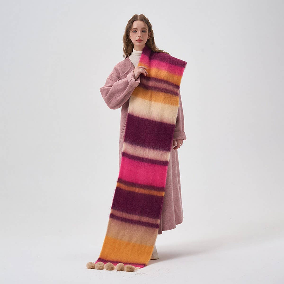 Colorblock Stripe Scarf ? Faux Cashmere Wrap